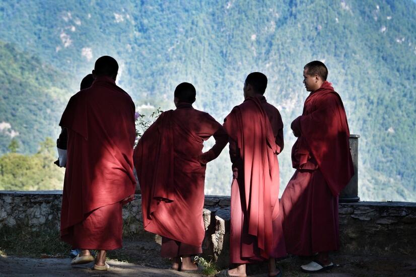 Monjes budistas pertenecientes a la tradición drukpa kagyu del budismo tibetano.